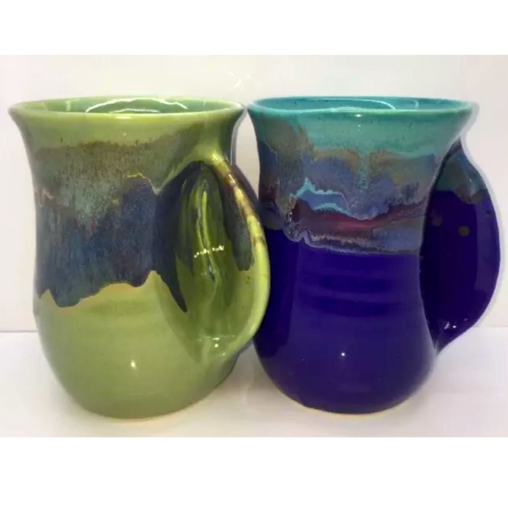 NEHER POTTERY 2 Clay in Motion Hand Warmer Mugs